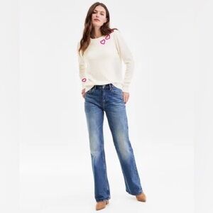 100% Cashmere Pink Heart Sweater